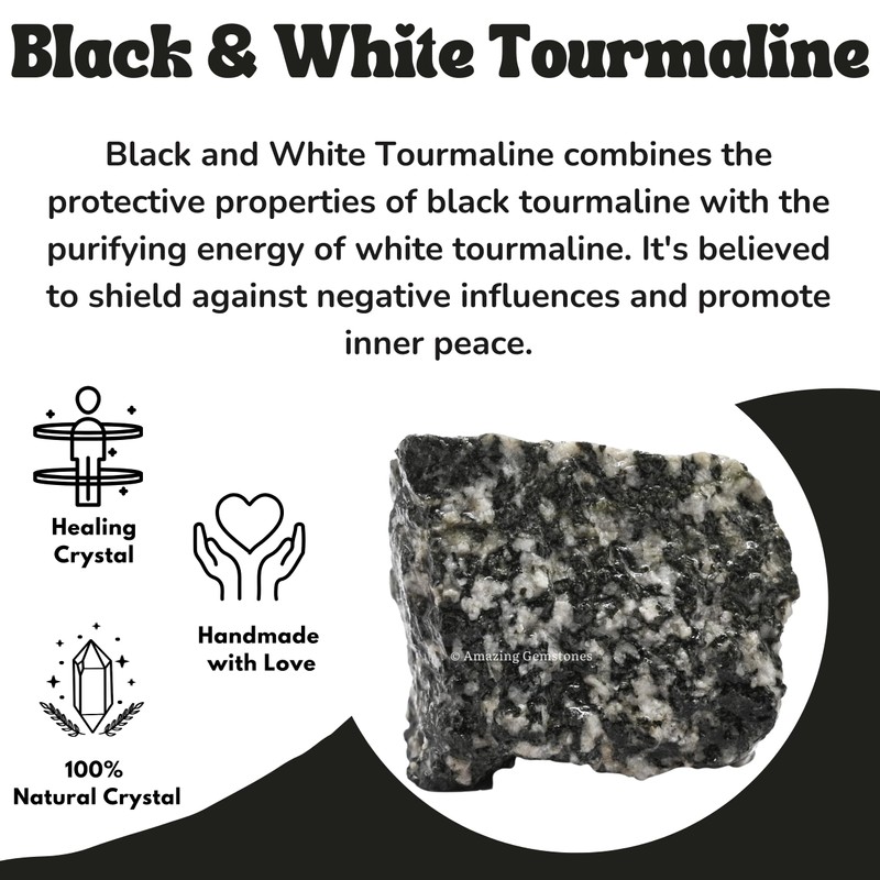 Amazing Gemstone Amazing Gemstone 2 Pieces Black & White Tourmaline
