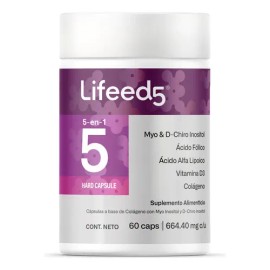 Suplemento de Myo y D-Chiro Inositol Lifeed5 con Colágeno, Vitamina B9 y D3