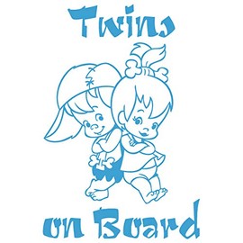 Twins on Board Family Boy Girl Car Window Vinyl Decal Sticker (BB-11) (Light Blue, 10.5 inches x 7 inches)