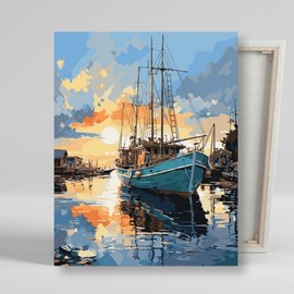DIY Canvas Painting 40x50cm Pier Scenery / DIY캔버스형 그림그리기 40x50cm 선착장 풍경