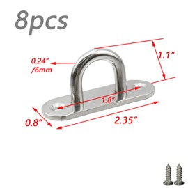 Dnyta 8pcs Stainless Steel Ceiling Hook Pad Eye Plate Ceiling Hooks Heavy Duty Hooks for Ceiling for Swing Hanging Outdoor or Indoor Activity (Silver Large)