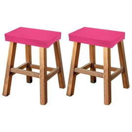 sourcing map Bar Stool Cover Rectangle, Stretch Washable Saddle Counter Vanity Barstool Slipcover Seat Cushion Protector with Elastic Band for Wooden Metal Bench Chair(Rose Red, 2Pcs)