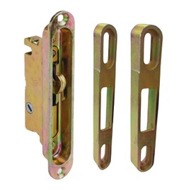 Sliding Door Mortise Lock and Trim Plate Keeper | 1" Wide Mortise Lock and Two Keepers with 5-1/4" Screw Holes with 45 Degree Keyway | Fix and Repair Patio Glass Door Latch Lock Set