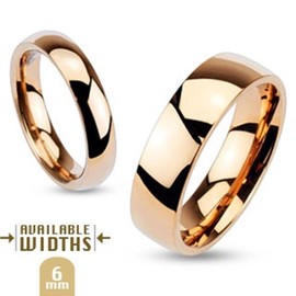 Coolbodyart Steel Unisex Ring Red Gold 6mm Wide Classic Line Dome Band High Gloss Polished Ring Sizes Available 47 (15) - 69 (22) - Steel, Gold