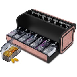 TOMSKYE Portable Pill Case, Large Capacity, 1 Week, 2 Times a Day, Multi-functional Pill Case, Portable, Compact, Forget to Drink Prevention, Removable, Dustproof, Splashproof, Antibacterial