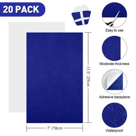 NACHLYNN Self Adhesive Felt Fabric Sheets 7"x11.5" /18x29cm Sticky Back Felt Fabric for Crafts Art Project DIY Sewing Patchwork Decoration (20, Navy Blue)