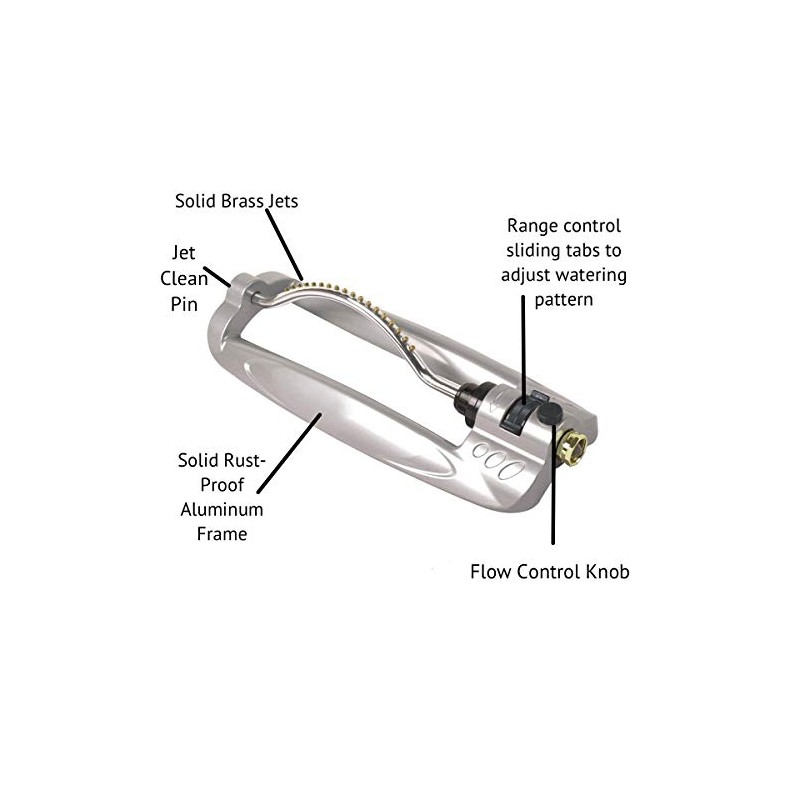 Rocky Mountain Goods Turbo Metal Oscillating Sprinkler - Aluminum Frame