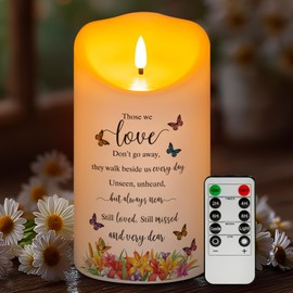 HN HAIINAA Flameless Memorial Candle, Real Wax LED Light with Remote Sympathy Bereavement Gifts for Loss of Loved One Sympathy Candles for Loss of Mother Father Mom Dad Son Remembrance Gifts (4" x 7")