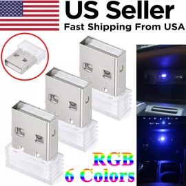 Unbranded   USB Atmosphere Light LED Mini Colorful Night Light Car Interior Lighting 6PC