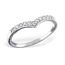 Wishbone Crystal Midi Sterling Silver Ring Size G