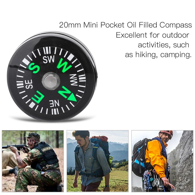Haosie 12pcs Mini Compass, 20mm Small Compass, Hiking Accessories, Oil