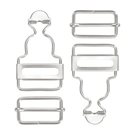 DTGN 45mm/1.77" Overall Buckles - 2 Sets - Good for Jeans Bib Pants - Metal Suspender Buckle W/Rectangle Buckle Slider - Silver Tone