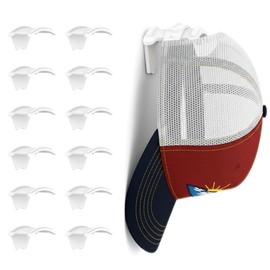 ETOWIFA Adhesive Hat Hooks for Wall (12-Pack), No-Drilling Hat Hanger for Wall Baseball Cap Rack Organizer, Hats Holder on Closet Door Storage & Display