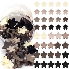 Atoden Mini Flower and Star Hair Clips for Thin Fine Hair 40Pcs Matte Small Claw Clips for Women Girls Neutral Color