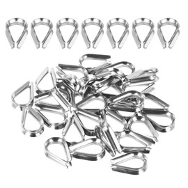 sourcing map Rope Thimble 3/16"(4mm) Diameter M4 Stainless Steel Wire Rope Cable Thimble for Towing Rigging, Pack of 50