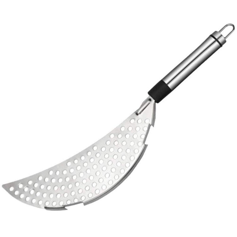 Stainless Steel Pot Strainer with Handle, Crescent Half Moon Shaped