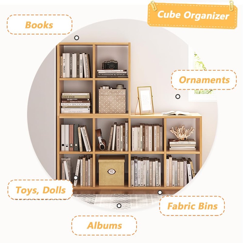 NELYE 4 Cube Organizer Bookcase - Fabric Storage Bins Container,