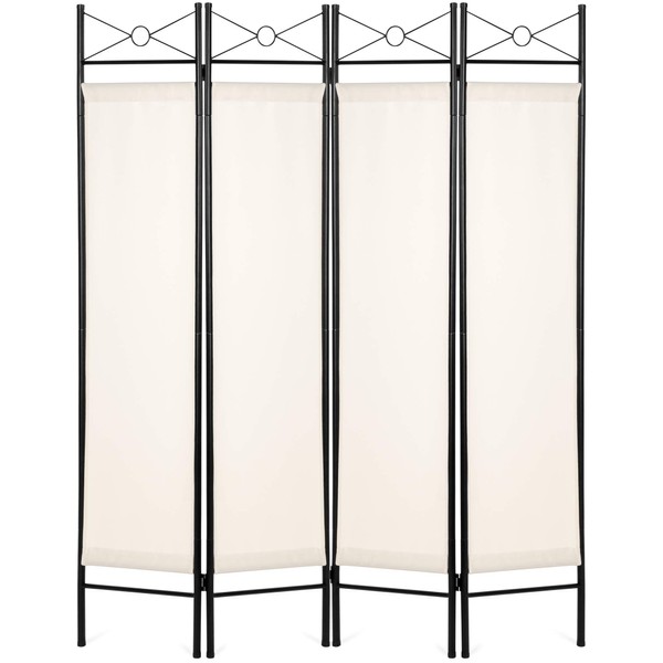 Best Choice Products 6ft 4-Panel Folding Privacy Screen Room Divider Multipurpose Decoration Accent for Bedroom, Bathroom, Office, Salon, Shade w/Steel Frame, Lightweight Design - White