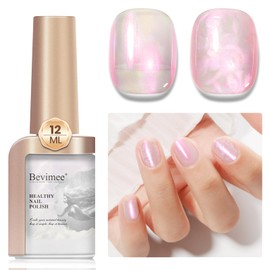 Bevimee Nail Polish Quick Dry, Aurora Mermaid Effect, Air Dry Shimmer Pearl Nail Polish 12ML Nail Lacquer for Nail Art Fast Dry Fingernail Polish 1PC