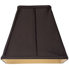 Black Medium Square Lamp Shade 5.25" Top x 10" Bottom x 9.5" High (Spider) Replacement with Harp and Finial - Springcrest