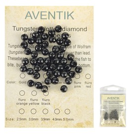 Eupheng Tungsten Beads Diamond Faceted Slotted Fly Tying Materials 10 Colors (3/32''(2.5mm), Fluro Black)