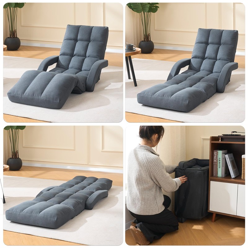 FLOGUOR Adjustable Floor Gaming Chair for Adults with Armrests &