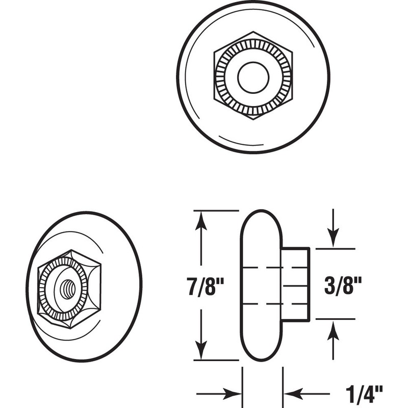 Prime-Line M 6153 7/8 In., Nylon, Tub Enclosure Oval Edge