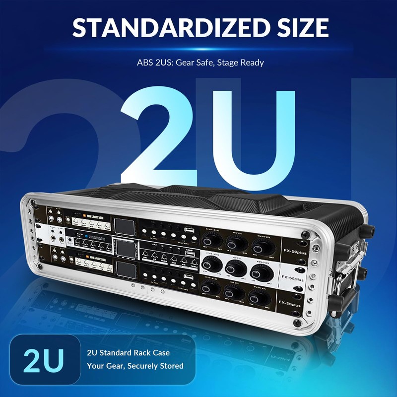 MUZNOTE 2U ABS Rack Case Shallow 8" Depth, 19" Rackmount