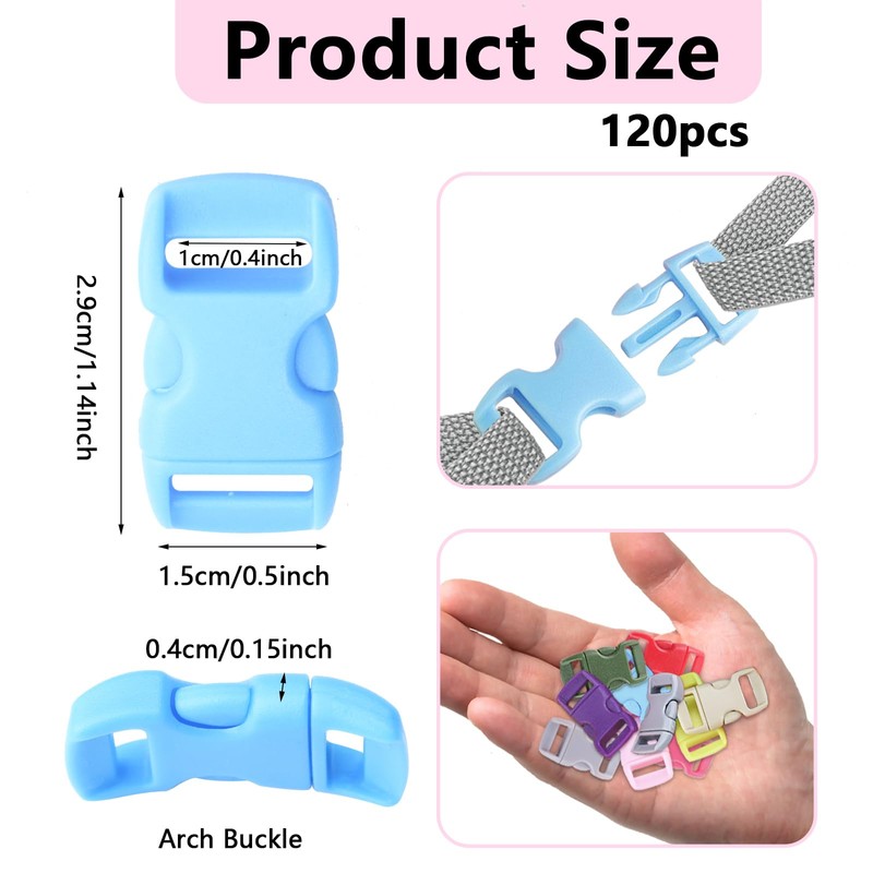 120 Pack of 1 Inch Quick Side Release Adjustable Plastic