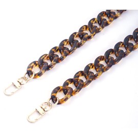 AUMEY 18 inch Oval Acrylic Chain/Plastic Chain/Clear Chain/Hand Bag Chain/Replacement Chain Strap/Set with Buckles, Szl03-leopard Print, 360MM