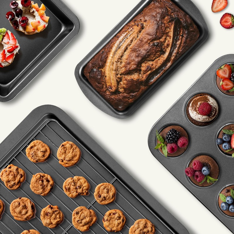 KITESSENSU Baking Pans Sets, Nonstick Bakeware Sets 7-Piece with Round/Square