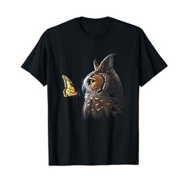 Owl With Butterfly Owl Lover Night Owl Bird T-Shirt