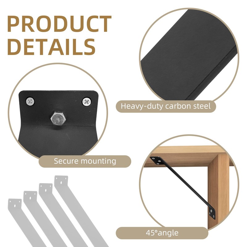 Rasugarlary 11 x 3'' Inside Mount 45-Degree Angle Bracket, 8