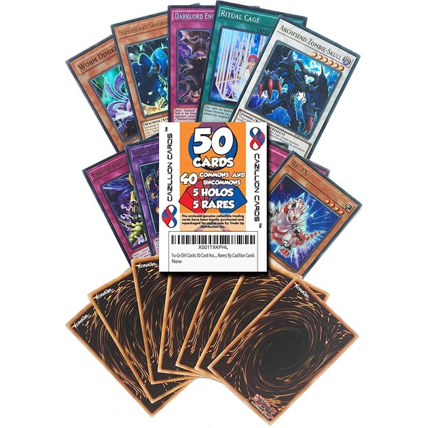 Yu-Gi-Oh! Cards 50 Card Assorted Lot (Commons/Uncommons,Holos, Rares) by Cazillion Cards