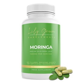 Lily Green Supplements Lily Green Organic Moringa Capsules | 1500mg per Serving Amino Acid Supplements | Rich in Vitamins, Calcium, Iron, Potassium & Antioxidants | No Artificial Additives | 90 Vegan Capsules | Made in UK