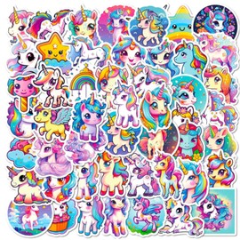 50pcs Unicorn Stickers, Kids Birthday Gift Theme Party Bag Filled for Laptop, Car, Scrapbook, Phone, Skateboard, Computer, Wall, Windows - Kids, Girls Boy Gifts