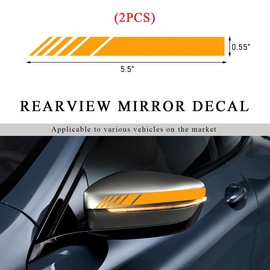 KVAEY 2 PCS Car Rear View Mirror Stickers, Automotive Anti-Collision Side Mirror Stripes Decals, Side Rear View Mirror Reflective Graphics for Vehicle, Exterior Car Accessories (Yellow)