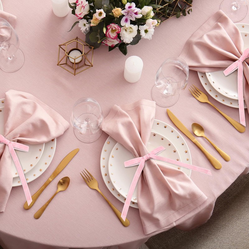 Riceshoot 6 Pcs Velvet Bow Napkin Rings, Christmas Napkin Rings,Pink
