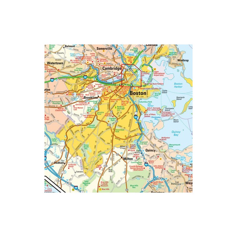 Boston, Massachusetts Wall Map, Small - 11.25" x 14.5" Laminated