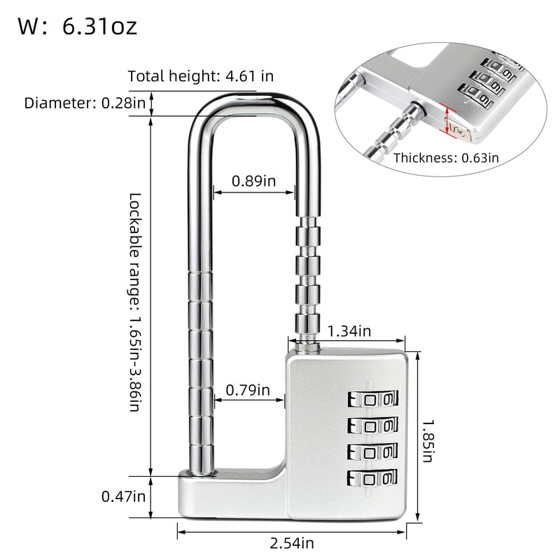 NBYT Cabinet Lock,Combination Padlock,Gym Locker Lock Code Long Adjustable Shackle