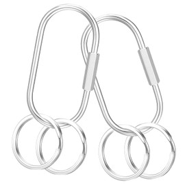 ElevateTech Silver Key Rings Carabiner Clip 2 Pack Brass Screw Lock Keychain Simple Style Purse Charms for Handbags Men Women Gym Attachments Key Swing Camping Hiking Hanging Car Keys Organizer