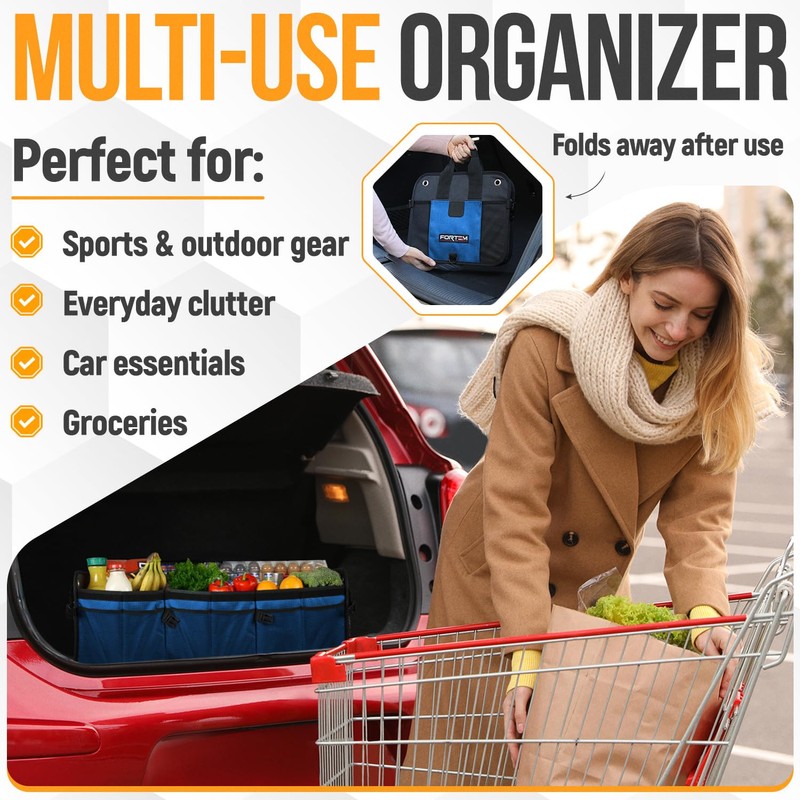 FORTEM Trunk Organizer For SUV Car Organizer and Storage, Multi-Compartment