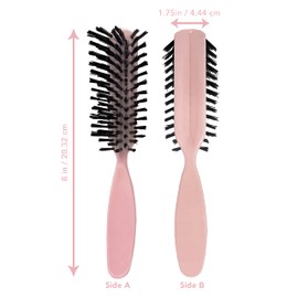 Styling Gear Cepillo Para Desenredar El Cabello Cerdas De Nailon 7 Filas Cepillo Para Mujer Para Cabello Grueso Cepillo Pequeño De Viaje Para Cabello 2 Piezas. Rosa Claro