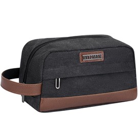 WITZMAN Toiletry Bag for Men Canvas Travel Bathroom Bag Lightweight Dopp Kit Mens Shaving Bag Cosmetic bag(A8011 Black)