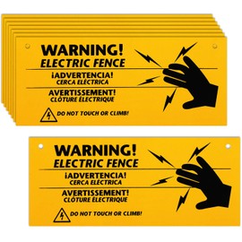 Blulu 8 Pieces Electric Fence Warning Signs 10 x 4 Inch Plastic Danger Electric Fence Signs Safe Caution Warning for Farm Home