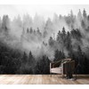 PYFFYP- Black Misty Forest with Pine Wallpaper murals for Bedroom（Not