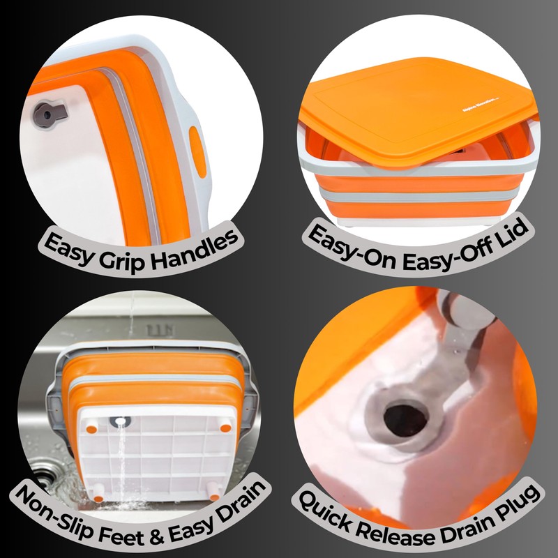 Alpine Elevation Collapsible Large (8L) BBQ Marinating Tub w/Prep Board,