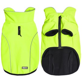 Blueberry Pet Windproof Waterproof Reflective Softshell Dog Jacket, Neon Yellow, Back Length 22.5", Size 20, Warm & Lightweight Winter Outdoor Windbreaker Coats Raincoats for Dogs