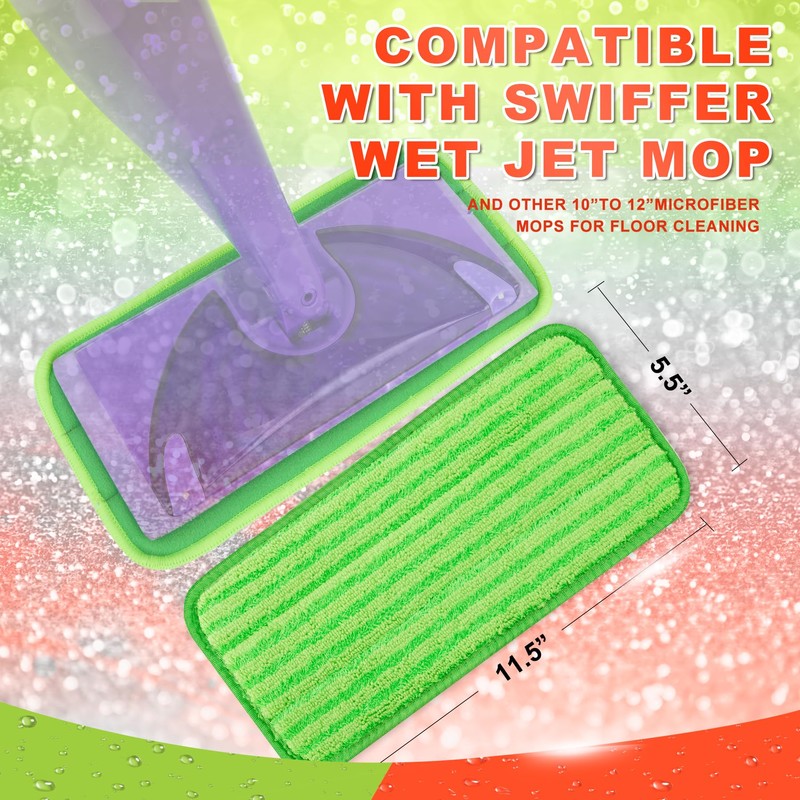 Reusable Mop Pads Compatible with Swiffer Wet Jet Mop, Wet