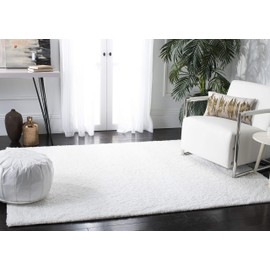 Safavieh August Shag Collection AUG900A Solid 1.2-inch Thick Area Rug, 4' x 6', White
